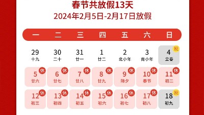 瑞龍呈祥，新年新禧丨靈科超聲波2024年春節(jié)放假通知